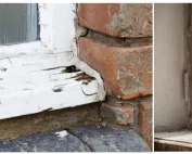 Morsches Holz am Fenster