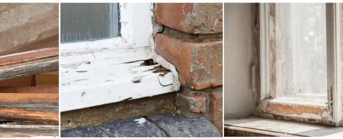 Morsches Holz am Fenster